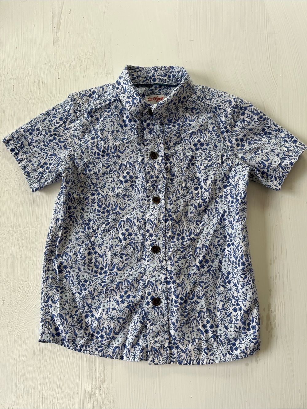 Cat & Jack Blue Floral Button-Front Shirt
